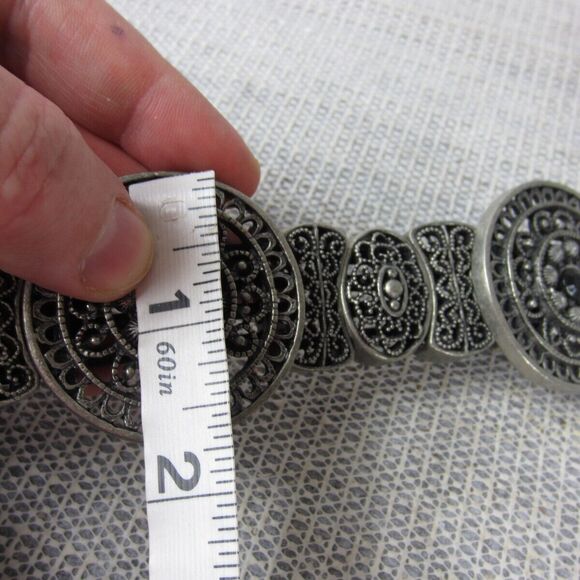 Concho Belt Women 40 Silver Medallion Western Cowgirl Country Stretch Large Boho